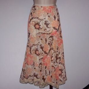 Nicole by Nicole Miller Lace Trim Print Skirt 12